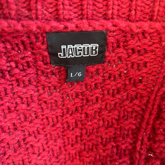 Jacob Red Cable Knit Zip Up Sweater in Size Large - Picture 5 of 6